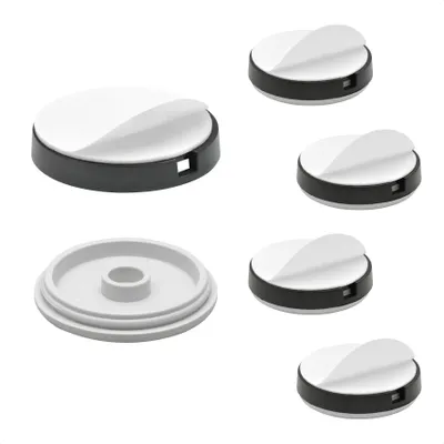 Produktbild von WAGNER QuickClick® Kunststoffgleiter HYPER - 4er-Set zum Kleben, 4x Basis + 4x Gleiteinsatz Ø 40 mm, DE Ware - 15831000