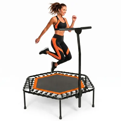 Obrázek produktu pro Bonplus BP | Fitness trampolína | Skládací trampolína | Výškově nastavitelná | Průměr 95 cm | Jump Fitness | 5stupňově nastavitelná rukojeť | Fitness