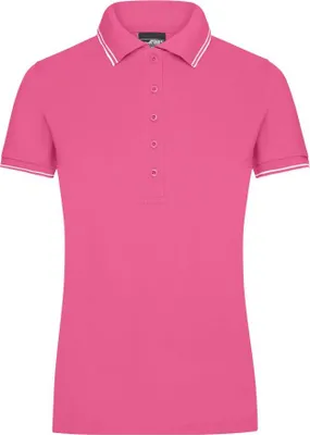 Produktbild von Ladies' Polo Polo in elastischer Piqué-Qualität pink/white, Gr. XXL