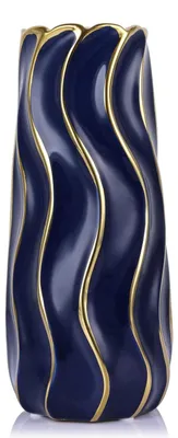 Productafbeelding van Blauw Keramisch Vaas, Minimalistisch met Gouden Accenten