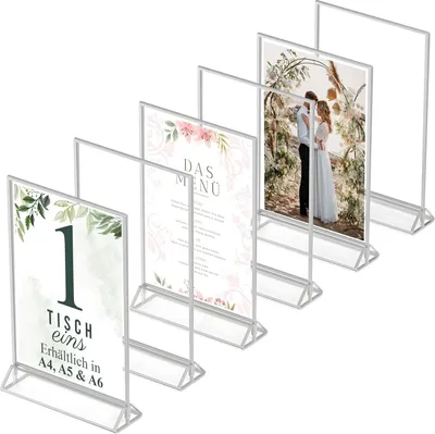 Produktbild von Zilberne Fotolisten - doppelseitig - Menühalter - 6 Stück - Acryl