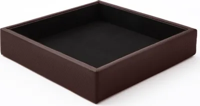 Produktbild von Taschenleerer Echtes Leder Dunkel Braun cm 16.5 x 16.5 x H.3.5 - Schreibtisch Organizer Ablageschale - Hergestellt in Italien