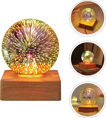 Produktbild von 3D-Kristallglas-Nachtlicht mit Holzsockel – USB-Projektorlampe, weiße Atmosphärenlicht, perfektes Heimgeschenk