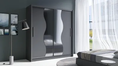 Obrázek produktu pro Šatní skříň se zrcadlem 200 cm CHOCONTA 1 - grafitová