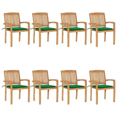 Produktbild von Stapelbare Gartenstühle mit Kissen 8 Stk. Massivholz Teak