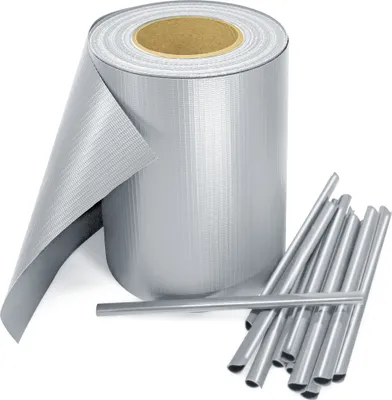 Produktbild von Sichtschutzstreifen  inkl. 30 Befestigungsclips Sichtschutzstreifen Zaunblende 35 m Rolle 19 cm PVC Zaunfolie Windschutz Doppelstabmatten, Farbe:Hellgrau, Länge:35m