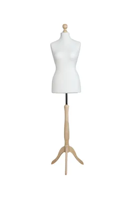 Produktbild von Schneiderpuppe für Damen, Schneiderbüste, Bezug - weiß, Holzständer - Naturholz, Größe M 38/40
