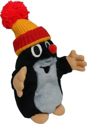 Produktbild von Handpupppe Der kleine Maulwurf, mit Mütze, rot/gelb- Plüschhandpuppe