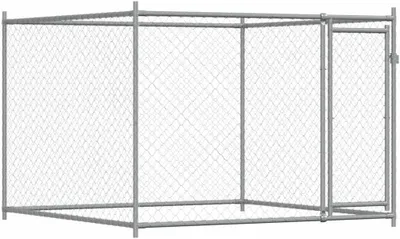 Produktbild von Hundekäfig mit Tür aus verzinktem Stahl, 2 x 2 x 1,5 m, Grau