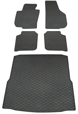 Rigum Gummi Fußmatten + Kofferraumwanne im Set für Skoda Superb 2 Kombi, schwarz