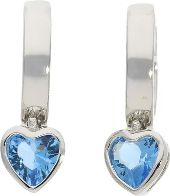 Produktbild von Creolen Silber 925 Zirkonia Herz Blau JL10-06-3792 JuwelmaLux
