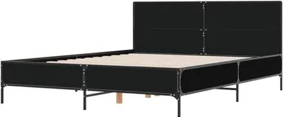 Produktbild von Doppelbett | Zweibett | Erwachsenenbett | Bettgestell massivholz metallisch schwarz 160x200 cm