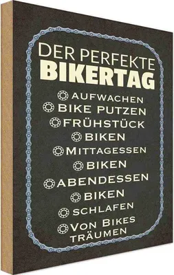 Produktbild von vianmo Holzschild 30x20 cm der perfekte Bikertag BIíke Sport Hobby