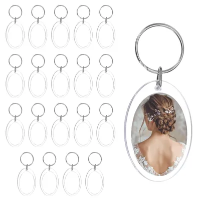 Image de Porte-clés Fotolisten, en acrylique, lot de 20, dimensions 3,3 x 5 cm, transparents pour photos