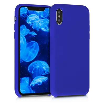 Produktbild von kwmobile Hülle kompatibel mit Apple iPhone XS Hülle - Silikon Handy Case - Handyhülle weiche Oberfläche - kabelloses Laden - Baltik Blau