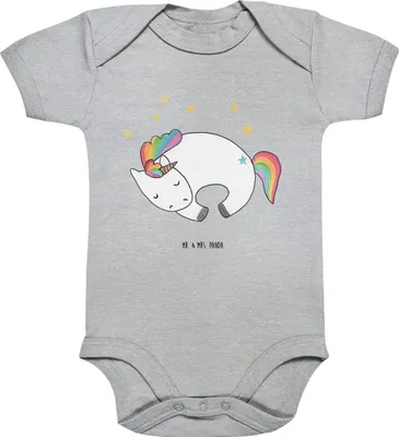 Produktbild von Mr. & Mrs. Panda overall baby Einhorn Nacht 12. - 18. Monat - Heather Grey - Geschenk, Menschen, Babybody, Einhörner, babyanzug, Unicorn, Freundin, Strampler, Einteiler