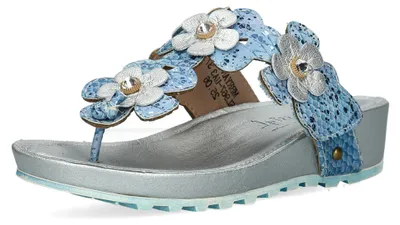 Produktbild von Misstyl by Laura Vita Damen Pantolette Schlangenoptik Blüten MBRYANO 03, Größe:37 EU, Farbe:Blau