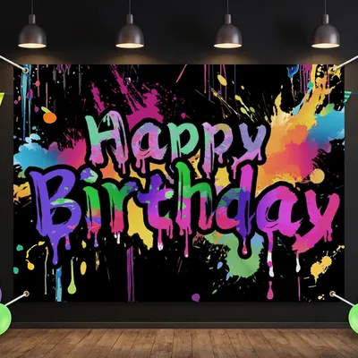 Produktbild von Geburtstagsbanner 210 x 150 cm, neon schwarz, für Partydekoration