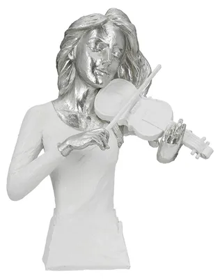 Immagine prodotto di Gilde Figur, Musiker, "Musician", Fraumotiv, Geige, Kunstharz, weiß, VE 1, L. 10.5 cm, B. 23 cm, H. 30 cm 52910 4063387529102