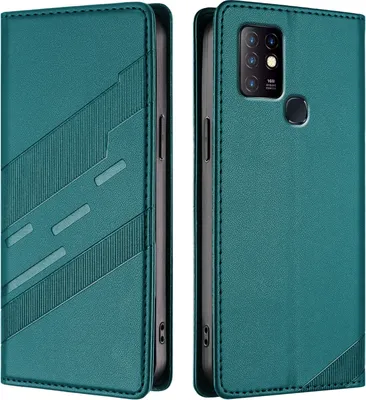 Produktbild von Hülle für Infinix Hot 10, Kunstleder Brieftaschen Handyhülle mit Kartenfach und Standfunktion Grün