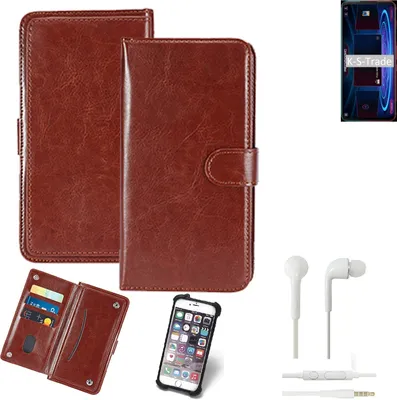 Produktbild von K-S-Trade 360° Hülle kompatibel mit Nubia RedMagic 5G inkl. Headphones braun Kunstleder Case BookCase WalletCase Kunstlederederhülle Handyhülle,