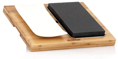Immagine prodotto di Set di pietre laviche con tavola in legno e ciotola in acciaio inossidabile