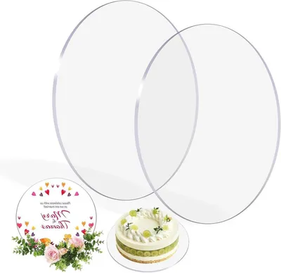 Set von 2 runden transparenten Acryl-Tortenplatten 24,5cm
