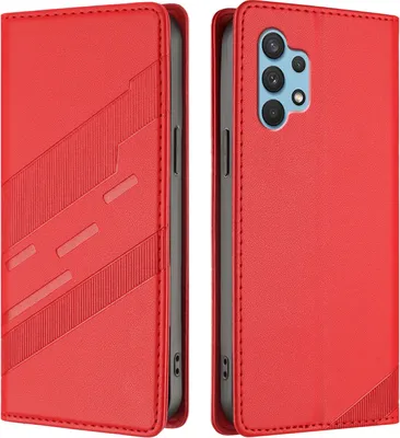 Image de Etui pour Samsung Galaxy A32 4G, étui portefeuille en cuirPolyuréthaneavec fente pour carte et fonction stand Rot
