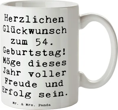 Produktbild von Mr. & Mrs. Panda Tasse Spruch 54. Geburtstag Freude Erfolg - Weiß - Geschenk, Glückwunsch, Keramiktasse, Happy Birthday, Becher, Kaffeetasse, Geburtstagsgeschenk, Alter