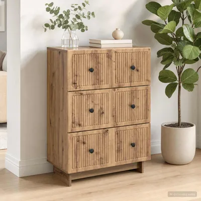 Immagine prodotto di vidaXL Mobiletto con cassetti, 66 x 34,5 x 90 cm, realizzato in legno composito, finitura "Artisan Oak"