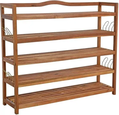 Produktbild von Schuhregal Holz Schuhschrank Schuh Regal 5 Etagen Schuhständer Schuhablage Bank
