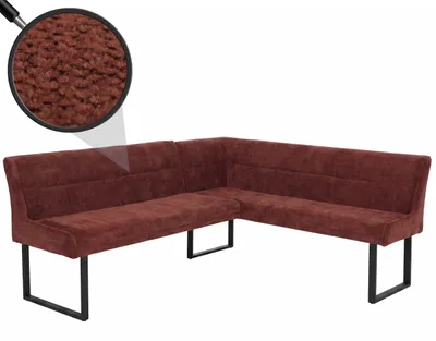 Obrázok produktu pre Rohová lavica HWC-O81, jedálenská lavica, Öko-Tex (310 g/m²) ženilková látka/textil s kovovými prvkami, 210 x 159 cm ~ červená
