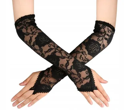 Produktbild von Spitzenhandschuhe - Lang - Universalgröße für alle Hände - Leicht dehnbar - Feines Material - Flexibel - Elegante Passform