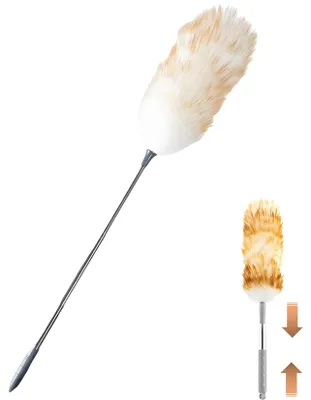 Lamswoll-Staubwedel, teleskopisch, 140 cm, waschbar, biegsamer Kopf