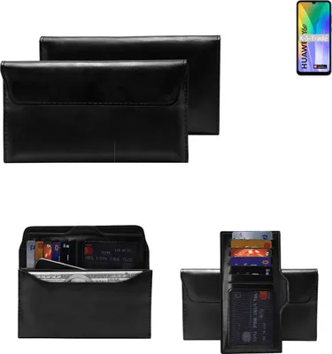Produktbild von K-S-Trade Handy Hülle kompatibel mit Huawei Y6p Schutz Hülle Tasche Schutz Case Handytasche Kunstleder schwarz, 1x