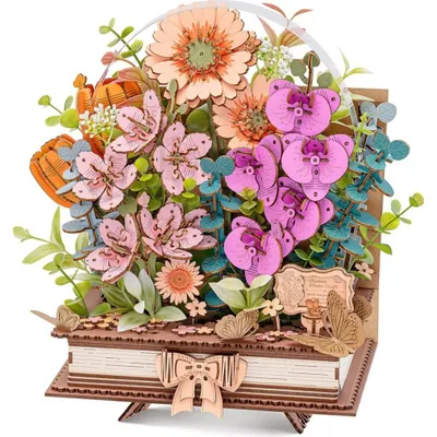 Immagine prodotto di Puzzle 3D, Libro in fiore in legno, legno, ROWOOD, 522 pezzi