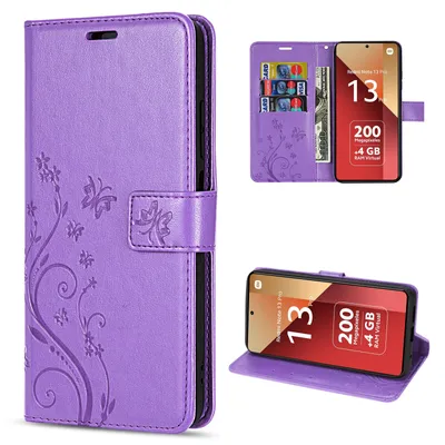Produktbild von Hülle Xiaomi Redmi Note 13 Pro 4G Handy Tasche Handyhülle Wallet Case Flip Cover Lila
