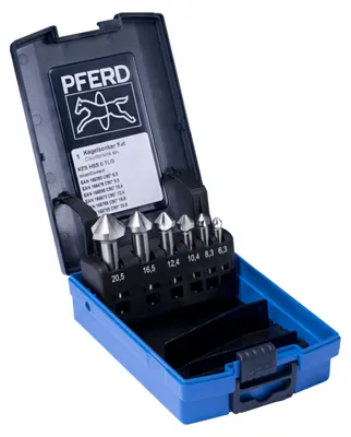 Produktbild von PFERD SET KES HSS DIN 335 C90° 6, Stahl, Nicht-eisenhaltiges Metall, Bronze, Edelstahl, Aluminium, Hochgeschwindigkeitsstahl (HSS)