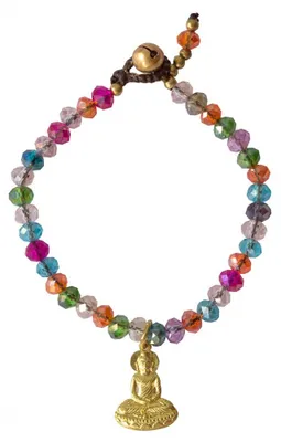 Produktbild von Armband "Buddha" mit 33 Glasperlen, bunt 18cm