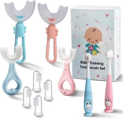 Produktbild von Famanu Kinderzahnbürsten-Set 10 in 1 - Für 6 Monate bis 4 Jahre