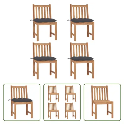 Produktbild von The Living Store Gartenstühle 4 Stk. mit Kissen Massivholz Teak
