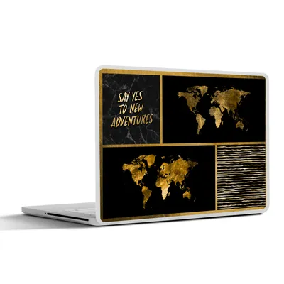 Produktbild von MuchoWow® Laptop Aufkleber Sticker Cover Weltkarte - Collage - Sprichwörter - Gold 40x30 cm - Laptop Dekoration - Selbstklebend