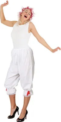 Produktbild von O40008-34-36 weiß Damen Schlafhose Rüschenhose Pluderhose Gr.34-36