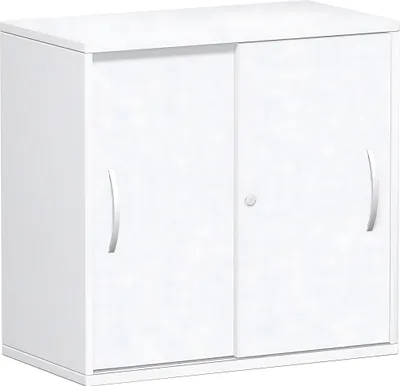 Produktbild von Geramöbel Schiebetürenschrank Oberboden 25 mm, mit Standfüßen, abschließbar, 800x425x798, Weiß/Weiß, S-382502-WW