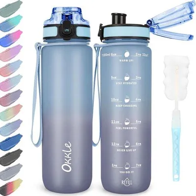 Produktbild von Famanu Trinkflasche 1 Liter - Auslaufsichere Sporttrinkflasche mit Tragbarem Handgriff