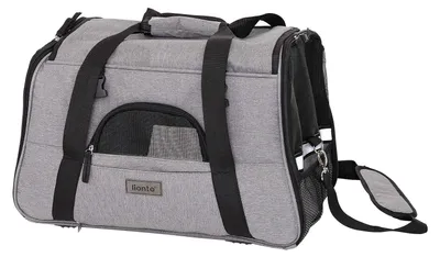 Image de Caisse de transport pour chien chat pliable - 49 x 27 x 31 cm - Gris - Avec coussin - Jusqu'à 10 kg