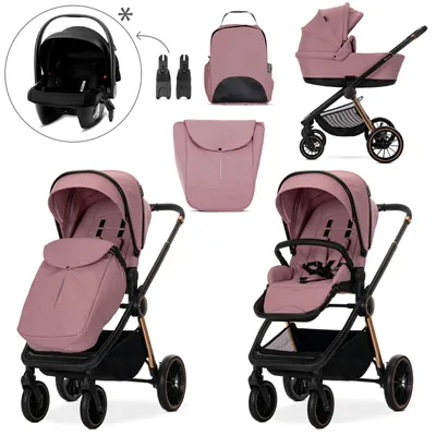 Obrázok produktu pre Lorelli Bianca 3v1 kočík Pink s autosedačkou ARIA LUXE kombinovaný kočík od narodenia do 22 kg anti-refluxPolyuretánkolesá odpruženie