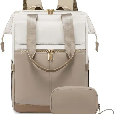 Produktbild von Damen Rucksack Groß für Reisen, Schule & Büro – Wasserdicht, mit 15-Zoll-Laptopfach, Elegante Laptoptasche & Handgepäck