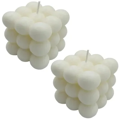 2 Bubble-Kerzen aus Soja-Bienenwachs, handgefertigt, duftend, 6 cm