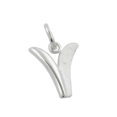 Produktbild von Anhänger 15x11mm Buchstabe V teilmattiert glänzend Silber 925 silber 15x11mm